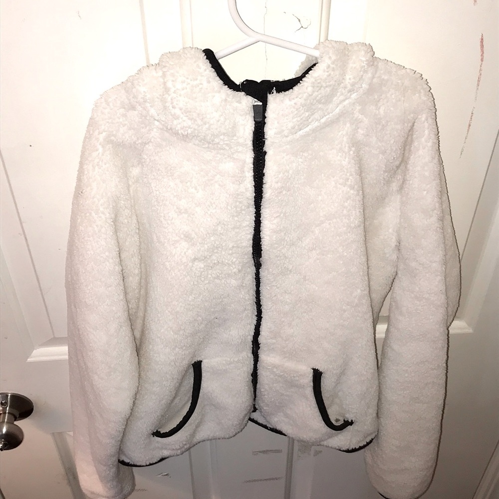 H&M Kids White Plush Zip-up Hoodie